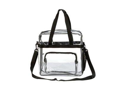 Wholesale Case Lot: 20 pcs Heavy Duty STADIUM Clear Tote Quality See Through Messenger Work Bag Durable Transparent PVC Lunch Bag ||| 20 PACKS | $11.99 PER PACK