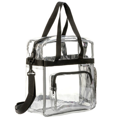 Wholesale Case Lot: 20 pcs Heavy Duty STADIUM Clear Tote Quality See Through Messenger Work Bag Durable Transparent PVC Lunch Bag ||| 20 PACKS | $11.99 PER PACK