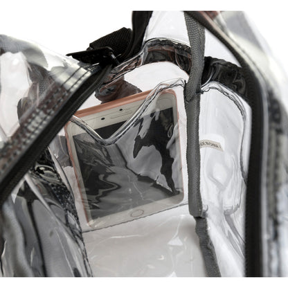 Wholesale Case Lot: 20 pcs Heavy Duty STADIUM Clear Tote Quality See Through Messenger Work Bag Durable Transparent PVC Lunch Bag ||| 20 PACKS | $11.99 PER PACK