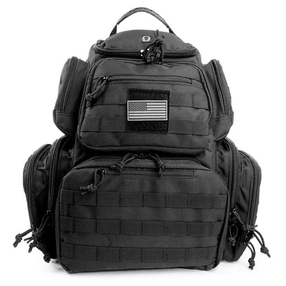 Multiple compartments Tactical Lockable Range Backpack with Free USA Patch and rain cover