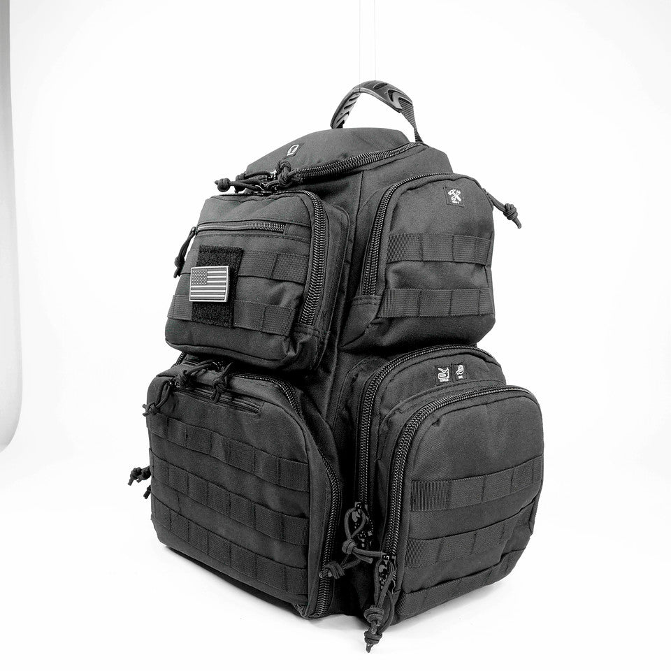 Multiple compartments Tactical Lockable Range Backpack with Free USA Patch and rain cover