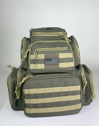 Multiple compartments Tactical Lockable Range Backpack with Free USA Patch and rain cover