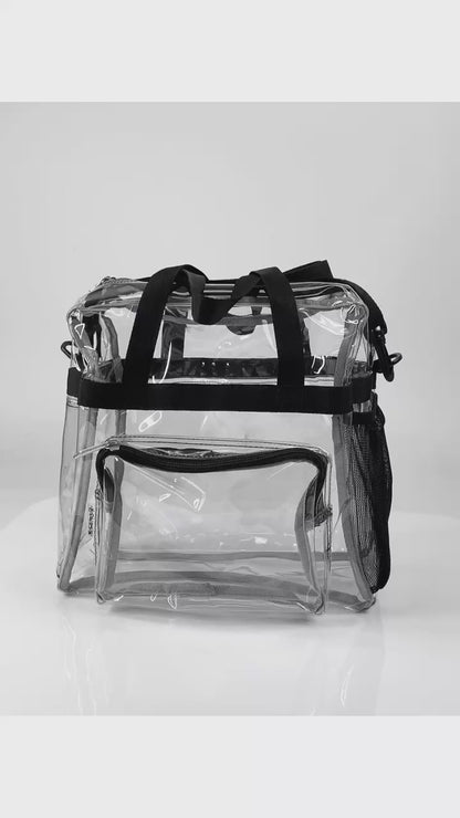 Wholesale Case Lot: 20 pcs Heavy Duty STADIUM Clear Tote Quality See Through Messenger Work Bag Durable Transparent PVC Lunch Bag ||| 20 PACKS | $11.99 PER PACK