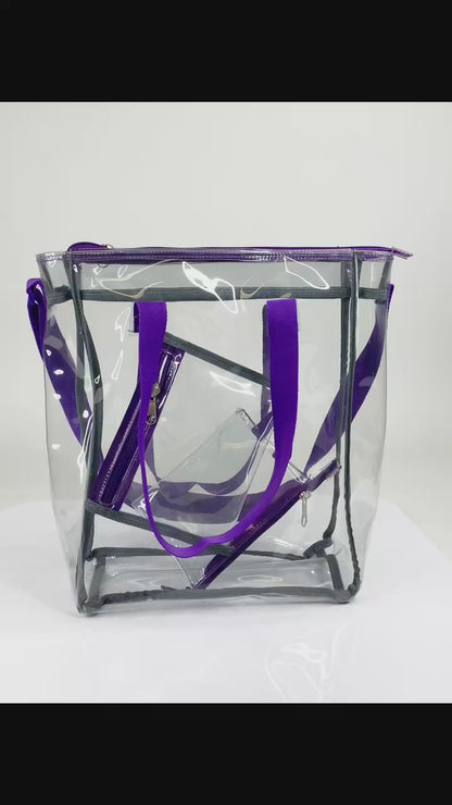 Wholesale Case Lot: 25-Pack Heavy Duty Clear Tote Quality See-Through Messenger Work Bag - Durable Transparent PVC  |||   25 PACKS | $9.99 PER PACK