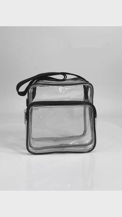 Wholesale Case Lot: 30 pcs Heavy Duty STADIUM Clear Tote Quality See Through Messenger Work Bag Durable Transparent PVC Lunch Bag  |||   30 PACKS | $7.99 PER PACK