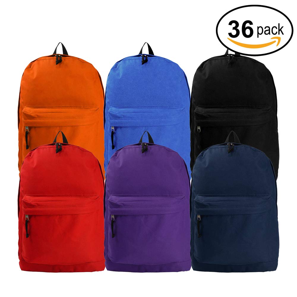 - 36 PCS | $5.55~$5.71 PER PACK ||  Case Lot:  36pc / 24pcs Simple and Classic 18" School Backpack - Basic Book Bag Design