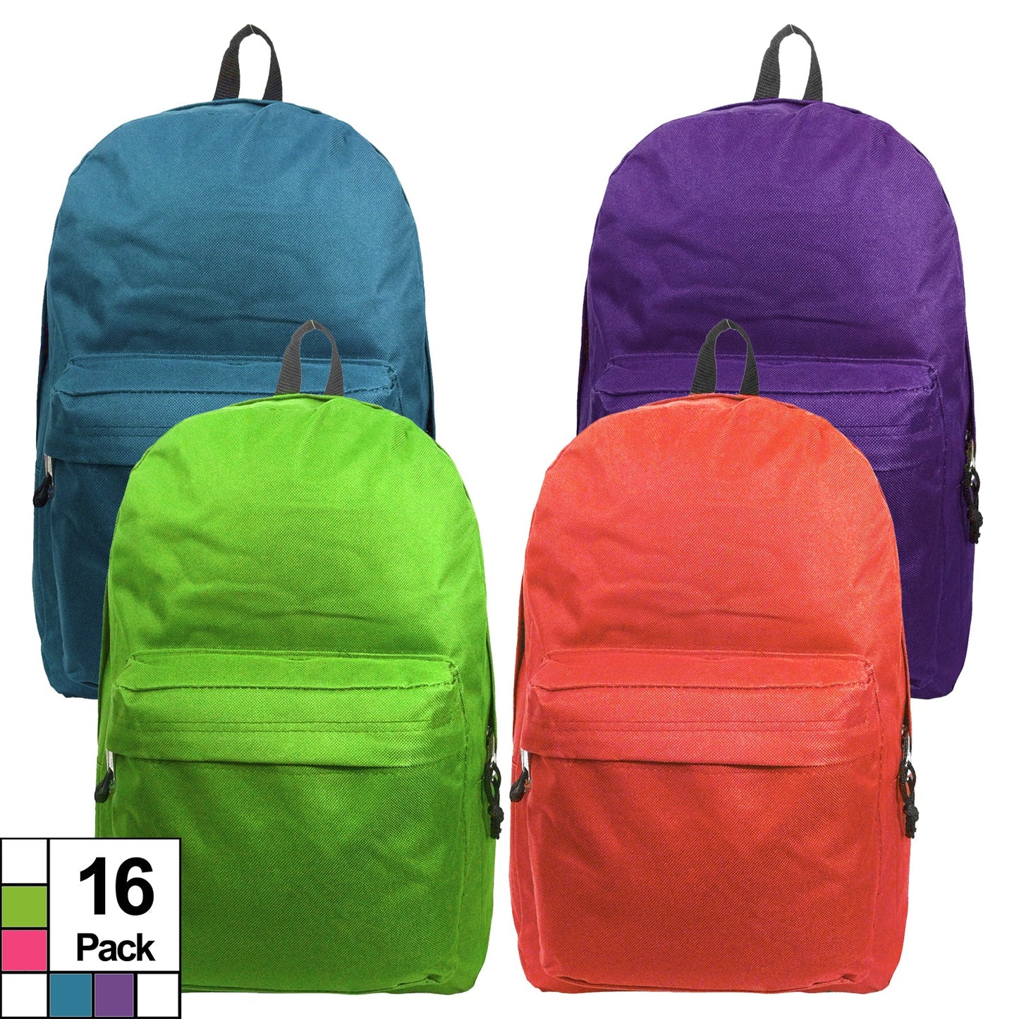- 40 PACKS | $4.99 PER PACK ||    Case Lot: 40pcs Classic Backpack Wholesale 16 inch Basic Bookbag Bulk School Book Bags 40pcs Lot