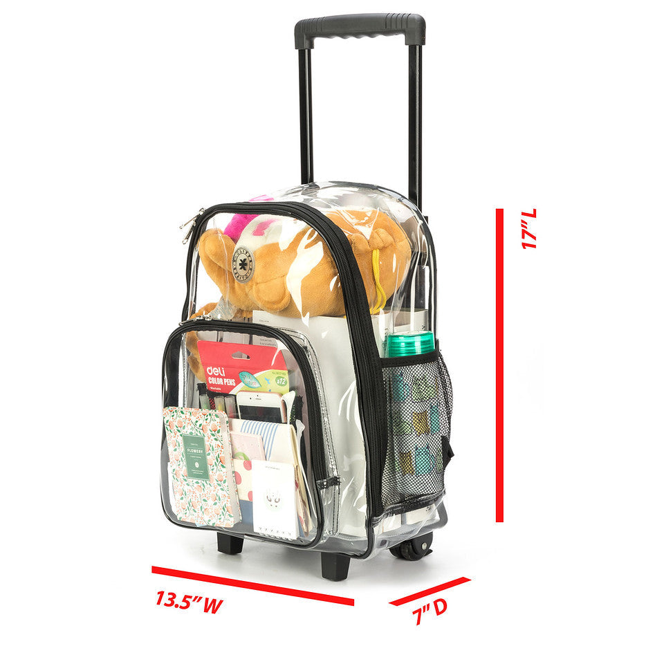 Wholesale Rolling Clear Backpack Heavy-Duty See-Through Daypack Wheels – Harvest Victory Wholesale Rolling Clear Backpack Heavy-Duty See-Through Daypack Wheels – Harvest Victory